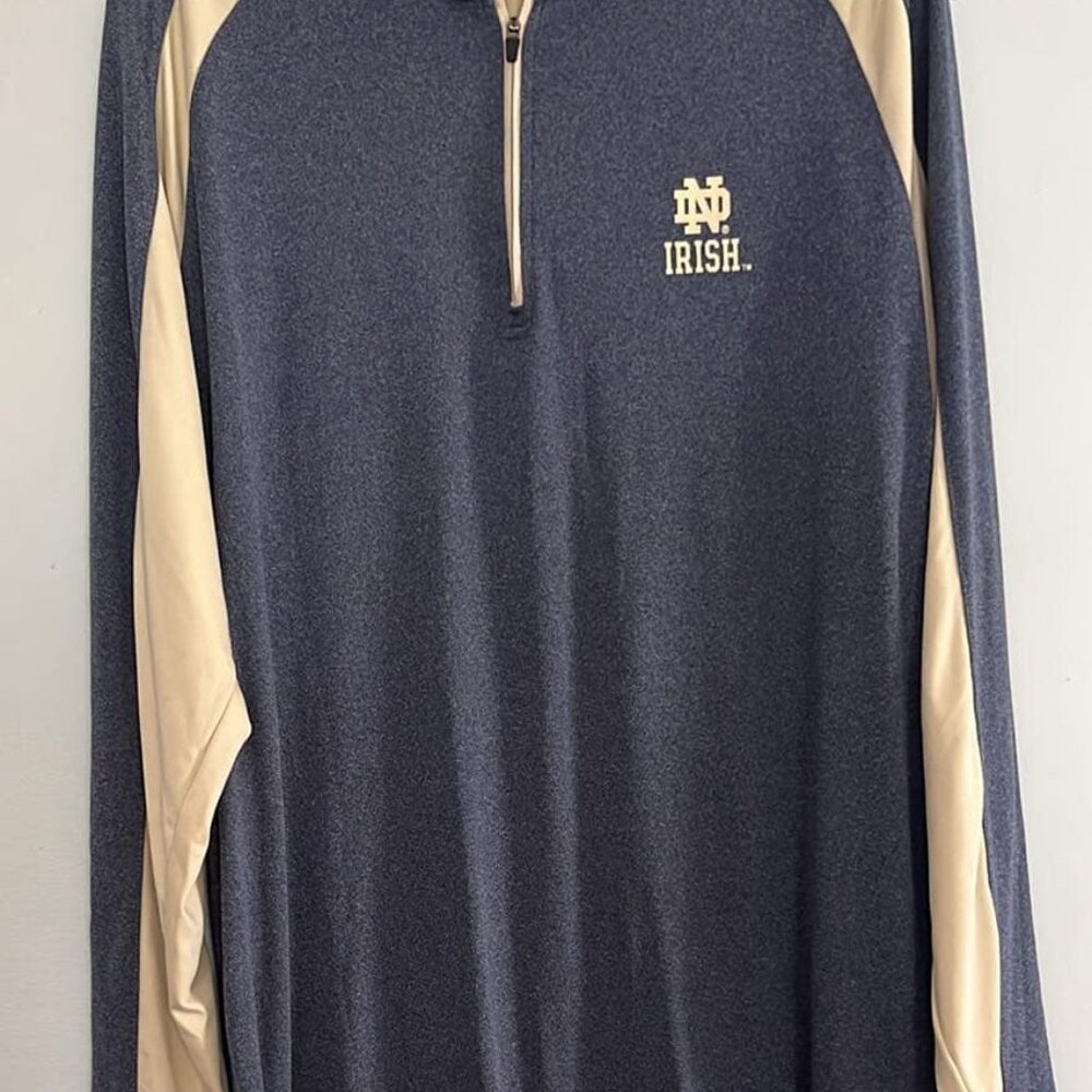 Men's 1/4 Zip‎ Notre Dame Long Sleeve Top College Ball Football Basketball